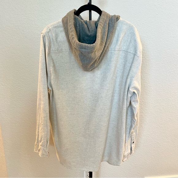 Quiksilver Halidon Hooded Flannel Shacket - Men’s Large Light Heather Gray - Picture 5 of 12